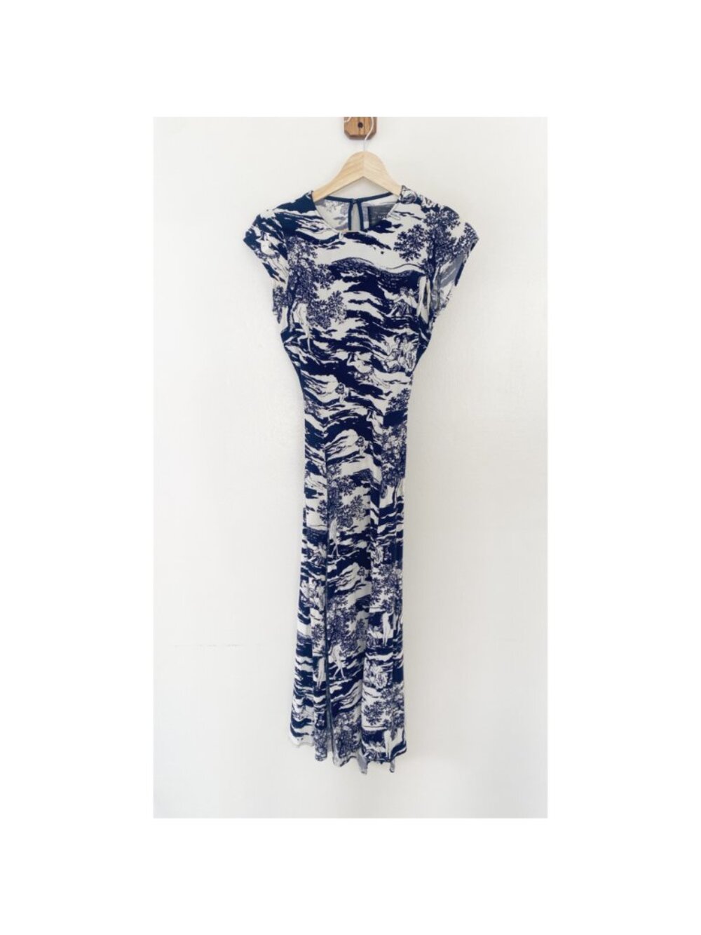 Reformation Gavin Naked Lunch Midi Dress Blue White